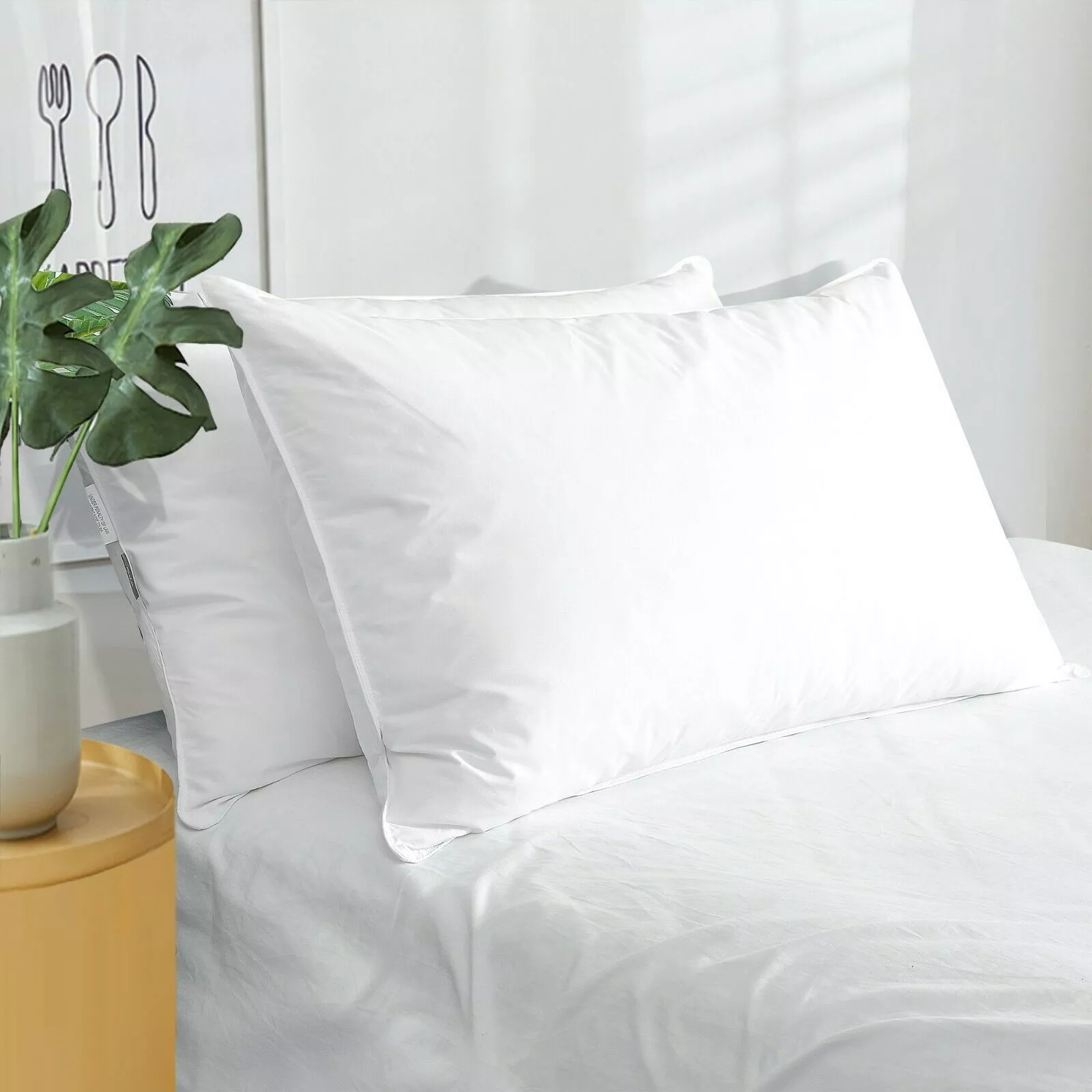 HOTEL Quality 2 Pack White Goose Down Feather Bed 